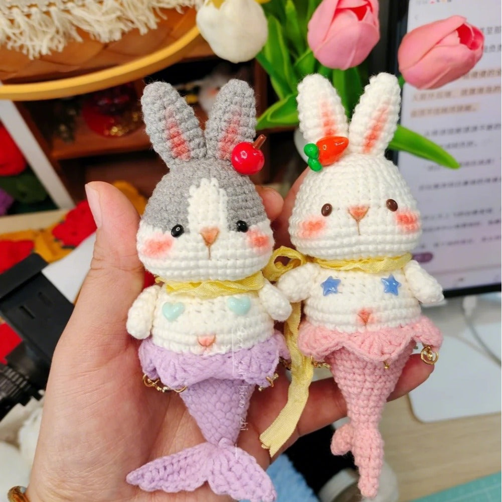 Graues Häschen-Meerjungfrau-Häkelmuster