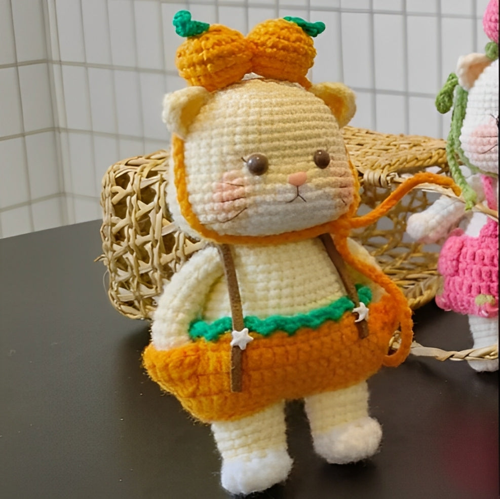 オレンジ色の猫のかぎ針編みパターン