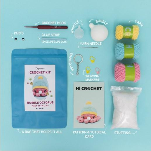 Bubble Octopus Crochet Kit-Pink - HiCrochet