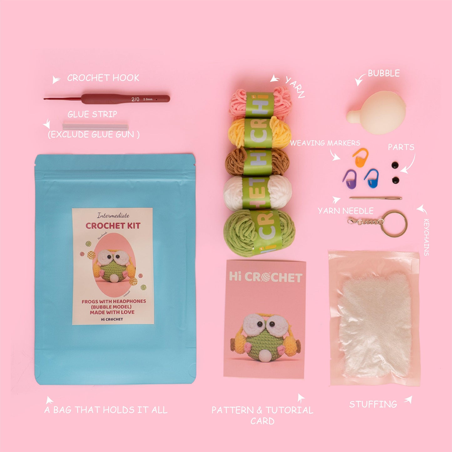 Bubble Frog Crochet Kit With Headphones - HiCrochet