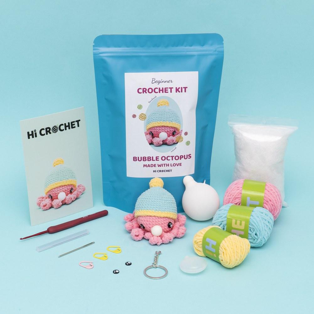 Bubble Octopus Crochet Kit Pink Hi Crochet