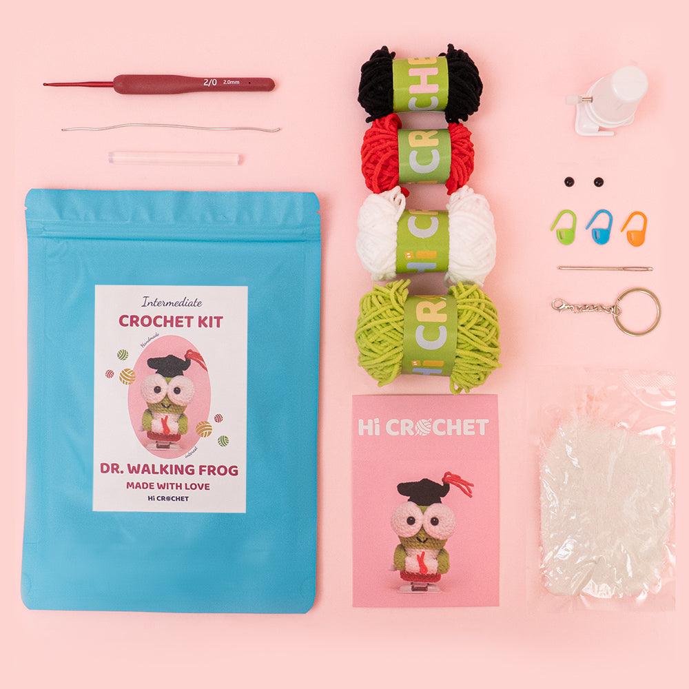 Cute Animal Gruduation Dr. Walking Frog Crochet Kit - HiCrochet