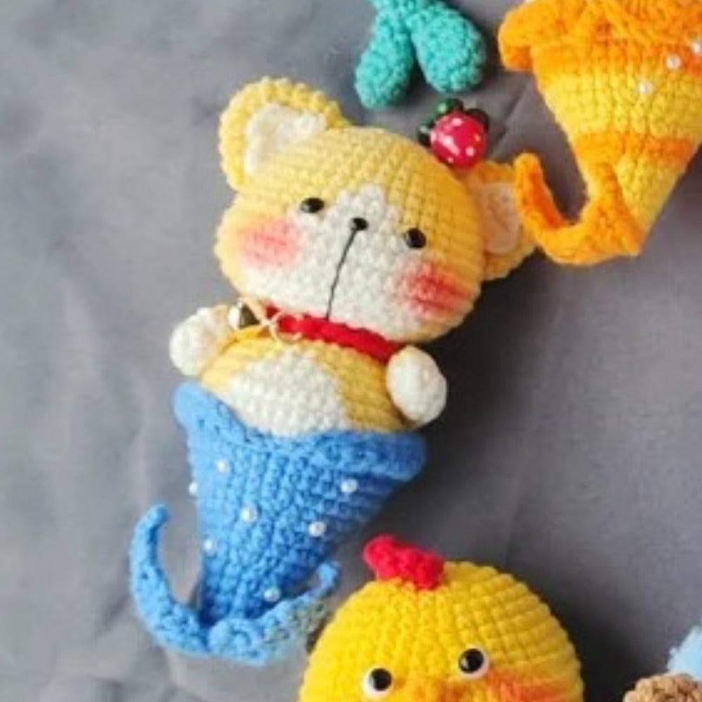 小さな犬のマーメイドかぎ針編みパターン