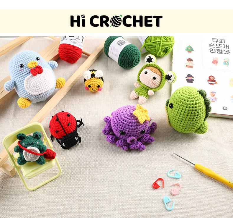 Hicrochet Crochet Knitting Kit For Beginners,Learn To Knit Kits For Adults Beginner